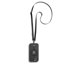 Black Leatherite Crossbody Phone Lanyard - Strap